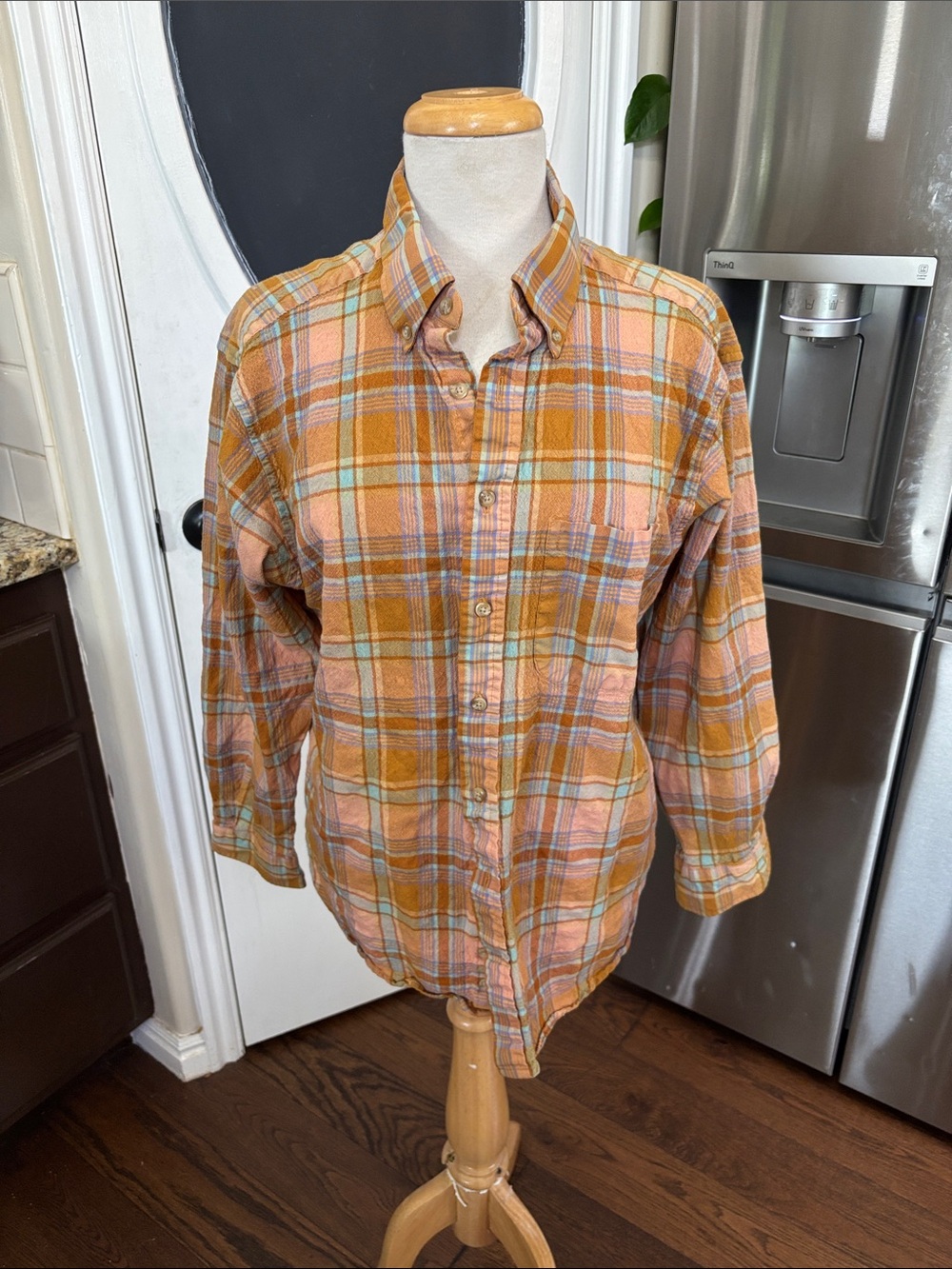 Pendleton Orange and Pink Plaid Casual Button-Down Shirt